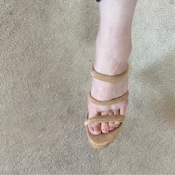 Steve Madden Tan Suede Strap Wedge Espadrille Platform Sandal High Heel 7 Women - Picture 15 of 16